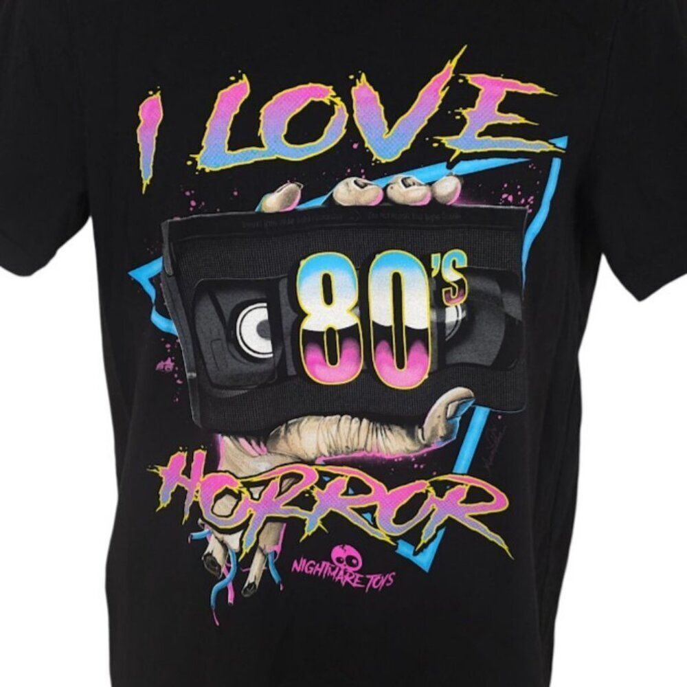 I Love 80s Horror T Shirt Mens Size Medium Black Nightmare Toys Movie Film Retro